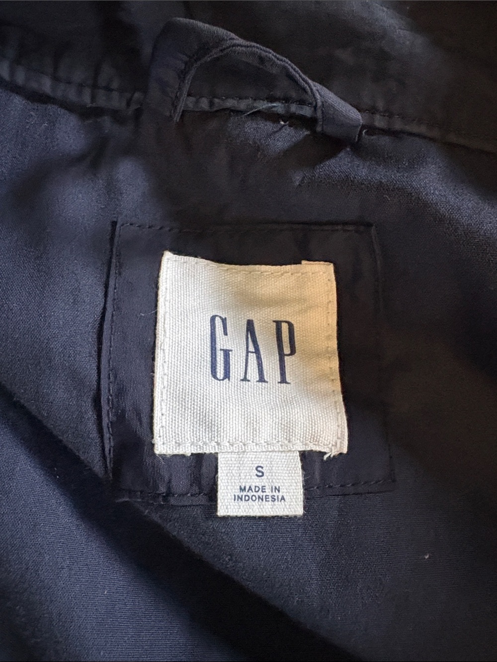 GAP Navy Blue Eyelet Embroidery Drawstring Utility Jacket Womens Small - Picture 5 of 5